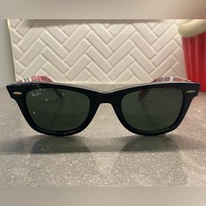 Ray-Ban 50mm Wayfarer Sunglasses — Limited Edition Black with Plaid Interior
